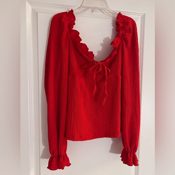 Red Ruffle Blouse - Picture 3 of 7